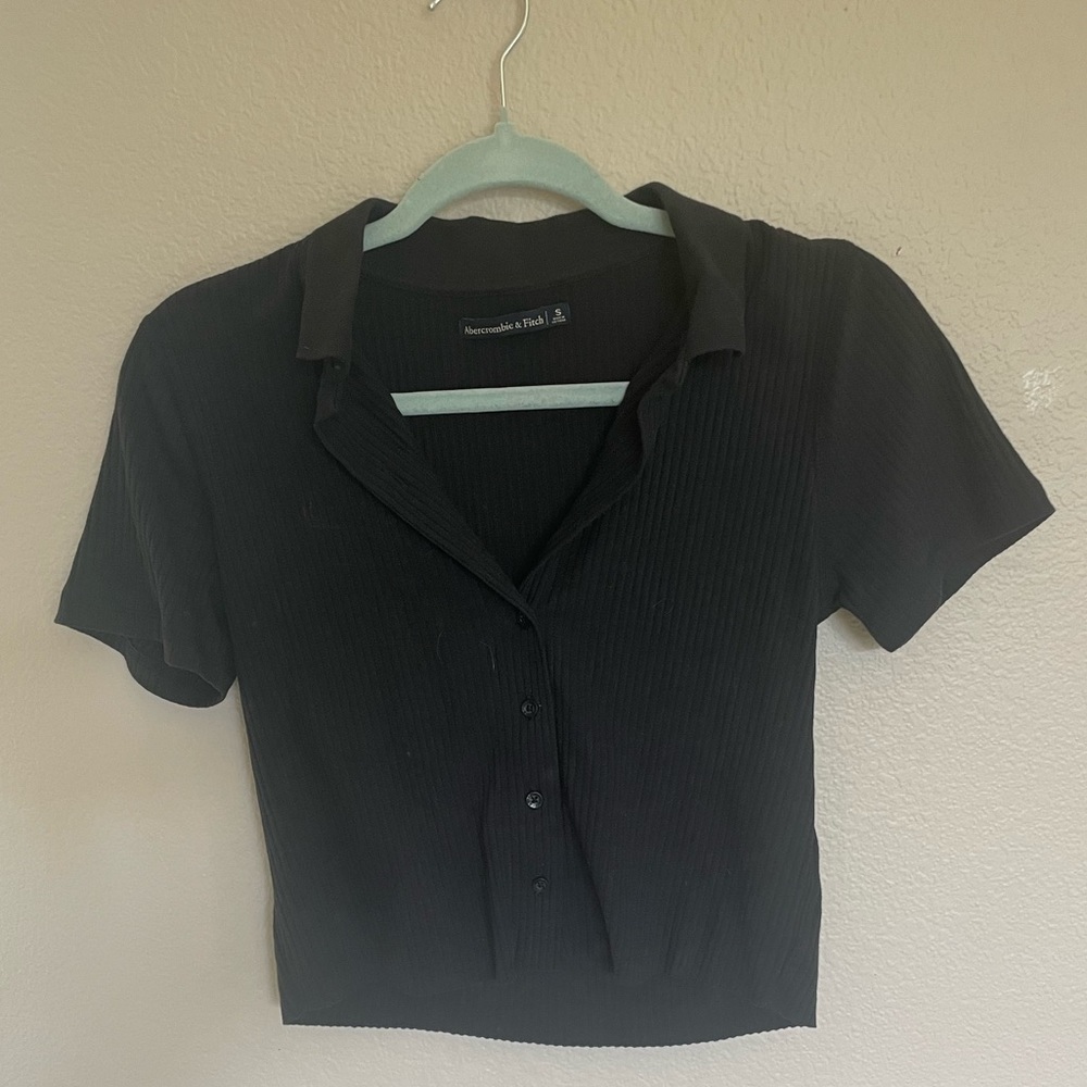 ribbed cropped polo tee